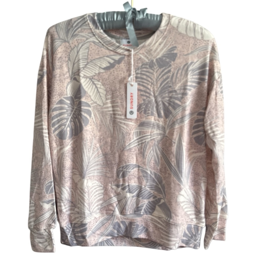 Sundry x Anthropologie Tropical LeafSweatshirt Oversized Size XS NWT